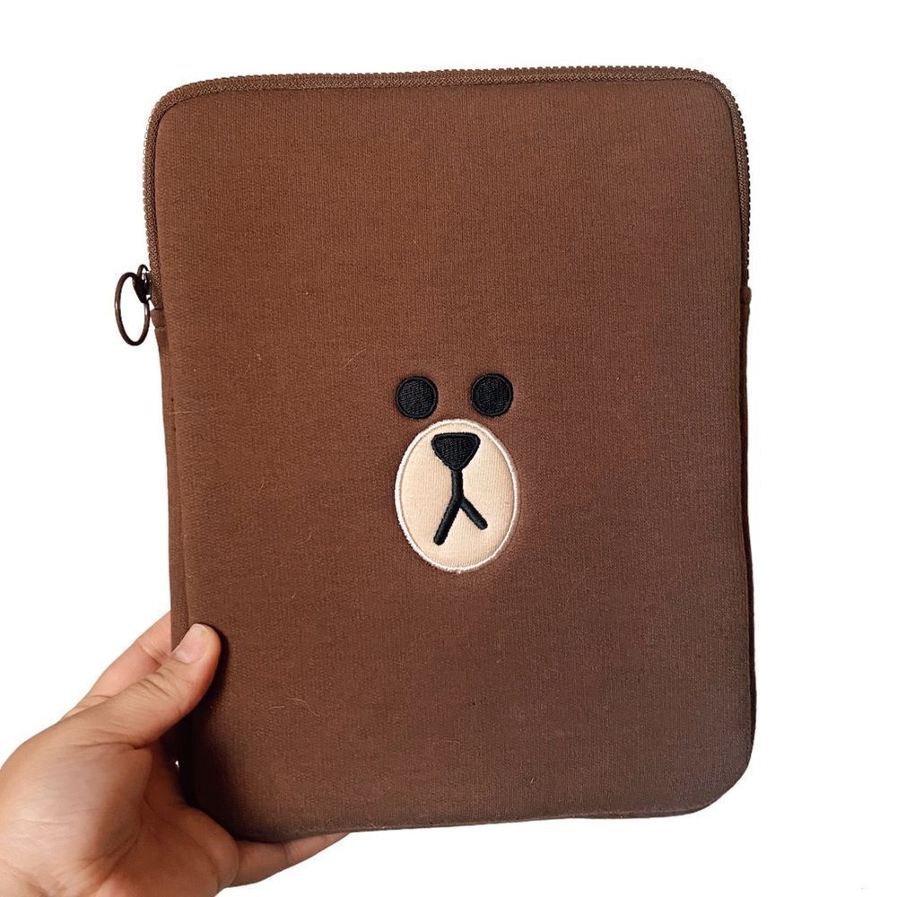YKK Cute Brown Bear Cartoon Bag Laptop Bag Tablet Case